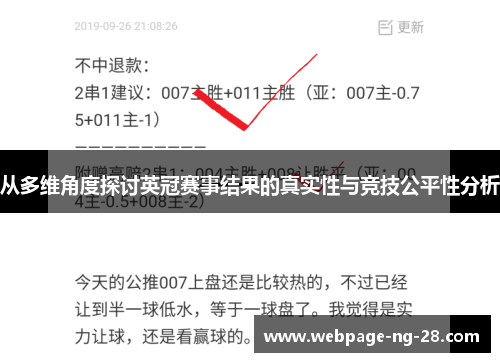 从多维角度探讨英冠赛事结果的真实性与竞技公平性分析
